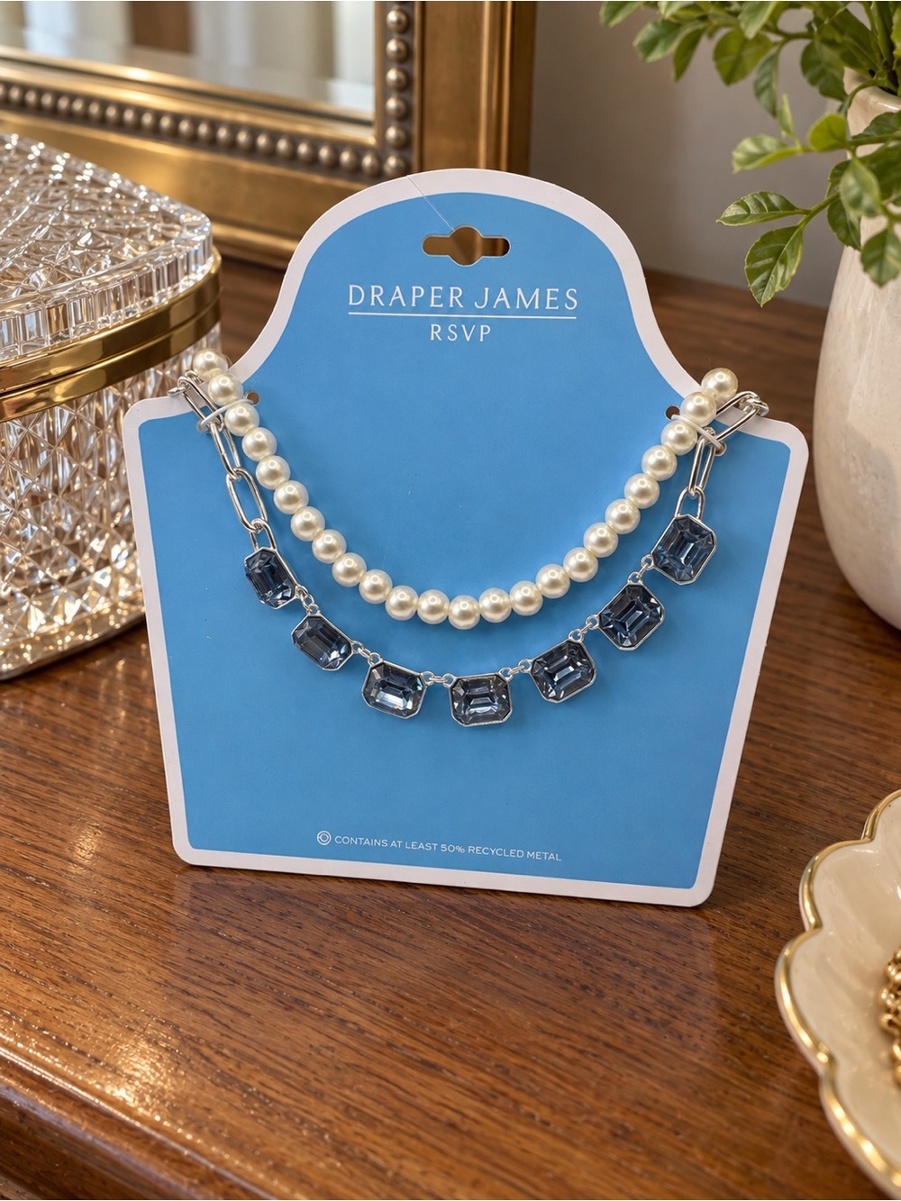 Draper James RSVP Faux Pearl & Crystal Double-Strand Necklace (BN4 po)